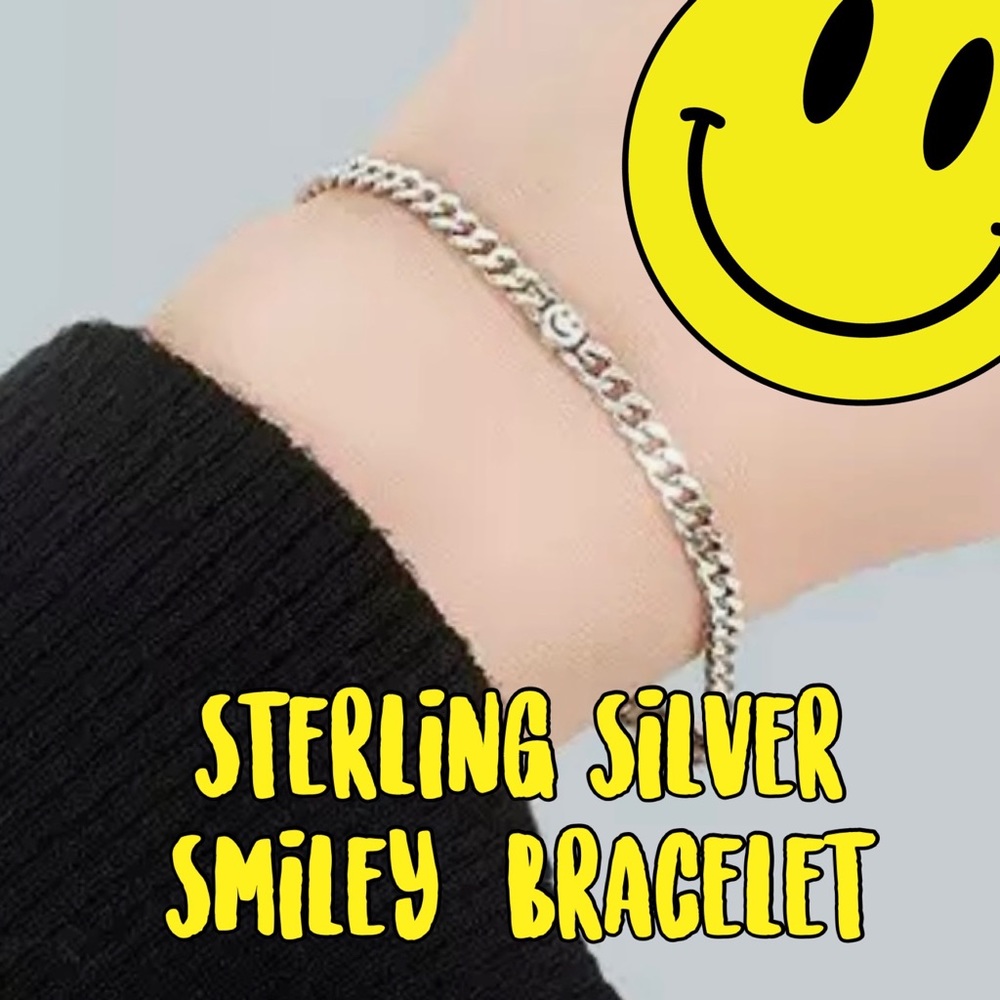 Sterling Silver 6.5” Smiley Bracelet - Picture 2 of 4